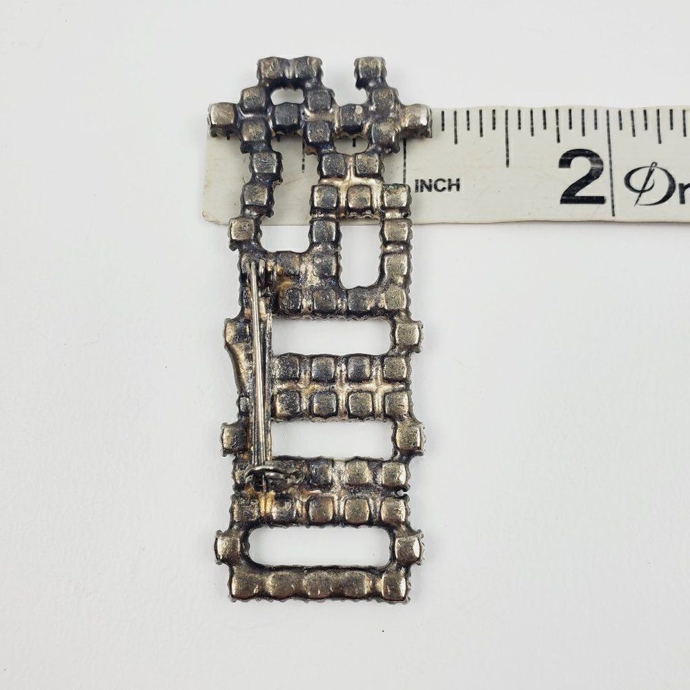 Vtg $ Dollar Sign Year 2000 Y2K Clear Sparkly Crystal Rhinestone Brooch Pin Long - Picture 6 of 8